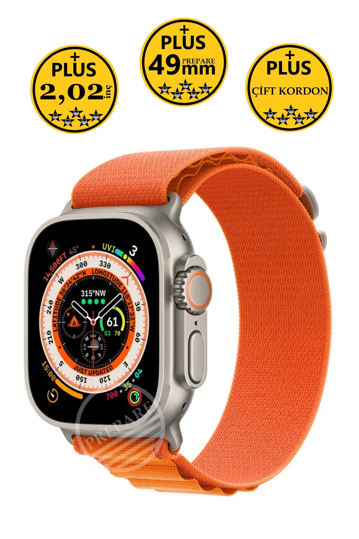 Watch 8 Ultra Plus Pro 2,02inç 49mm Çift Kordon Nfc Konuşma Özellikli Ios Android Uyumlu Akıllı Saat