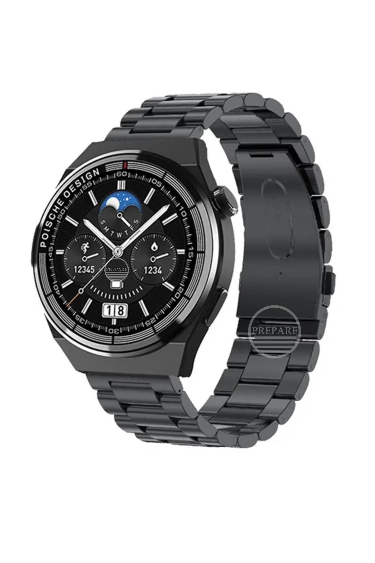 Smart Watch 3GT MAX 1.45 inç P Design Siri Nfc Bluetooth Antrasit Siyah Akıllı Saat 3x Kordon