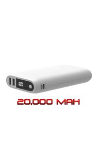 20.000 mAh 2x Usb-A çıkışlı 5V 2.1A Dijital Gösterge Powerbank Beyaz