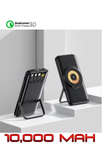 10.000 Mah Kablosuz Wireless + Dahili Kablolu + Standlı 22.5 Watt Hızlı Şarj Quick Fast Powerbank
