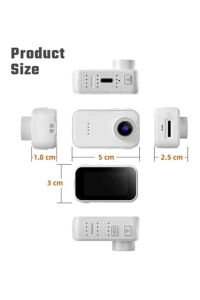 Parmak Kamera F2 2K 1080P 130° Geniş Açı IPS Ekranlı 25g Mini Taşınabilir Cep Kamerası Siyah