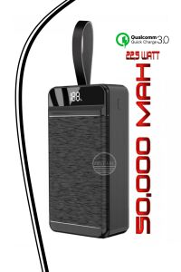 50.000 mAh Powerbank PD 22,5w 3.0 Qualcomm Hızlı Şarj Dijital Göstergeli LED Aydınlatma Özellikli