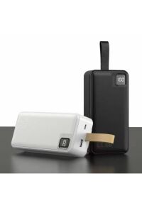 Powerbank 30.000 mAh 22,5 Watt PD Qualcoom Fast Hızlı Şarj Dahili Kablolu Powerbank