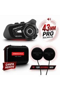 Kn6100 PRO Motosiklet Kask Interkom Bluetooth Intercom Kulaklık Seti (43 mm Büyük Kulaklık) Karbon Çanta Hediyeli