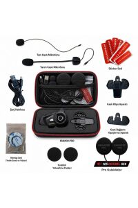 Kn6100 PRO Motosiklet Kask Interkom Bluetooth Intercom Kulaklık Seti (43 mm Büyük Kulaklık) Karbon Çanta Hediyeli