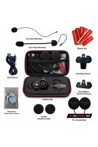 Kn6100 PRO Motosiklet Kask Interkom Bluetooth Intercom Kulaklık Seti (43 mm Büyük Kulaklık) Karbon Çanta Hediyeli