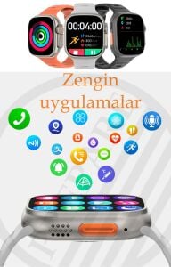 Watch 8 Ultra Plus Adventure Sesli Asistan Nfc Bt Arama Özellikli Ios Android Uyumlu Akıllı Saat