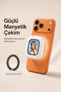 Manyetik Arka Kamera Selfie Ekranı 2.0 İnç Kablosuz Mini Vlog Monitörü Şarjlı Telefon Aksesuarı