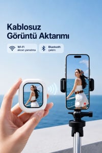 Manyetik Arka Kamera Selfie Ekranı 2.0 İnç Kablosuz Mini Vlog Monitörü Şarjlı Telefon Aksesuarı