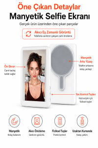 Manyetik Arka Kamera Özçekim Vlog Ekranı Selfie Ekranı Telefon Ekran Yansıtma Uzaktan Kumandalı