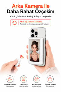 Manyetik Arka Kamera Özçekim Vlog Ekranı Selfie Ekranı Telefon Ekran Yansıtma Uzaktan Kumandalı