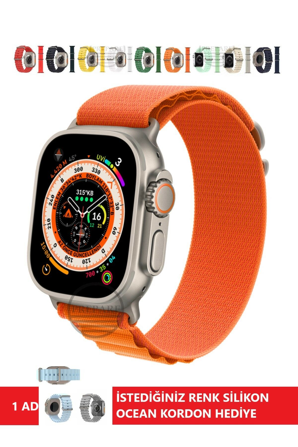 Watch 8 Ultra Plus Bez Kordon Adventure Sesli Asistan Nfc Bt Arama Özellikli Ios Android Uyumlu Saat