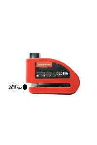 DL510A 10 mm Alarmlı Disk Kilidi | Hatırlatma Kablosu ve Taşıma Çantası Hediye | Kırmızı