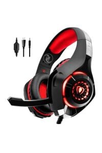 Led Işıklı Oyuncu Kulaklığı Dahili Mikrofon 3.5 Mm Kablolu Ps4/pc Kırmızı 1.75MT Beexcellent Gm-1 Siyah Kırmızı