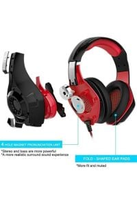 Led Işıklı Oyuncu Kulaklığı Dahili Mikrofon 3.5 Mm Kablolu Ps4/pc Kırmızı 1.75MT Beexcellent Gm-1 Siyah Kırmızı