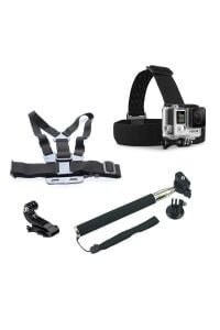 Tüm Aksiyon Kameralara Uyumlu Kafa ve Göğüs Bandı Monopod J-hook Aksesuar Seti