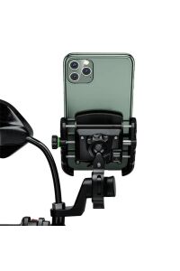 Motosiklet Telefon Tutucu Ayna ve Gidon Uyumlu Sıkmalı 360 Derece Alüminyum Alaşım Metal