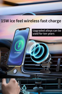 15W Kablosuz Şarj Özellikli Manyetik Telefon Tutucu Led Aksesuarlı