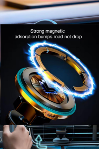 15W Kablosuz Şarj Özellikli Manyetik Telefon Tutucu Led Aksesuarlı