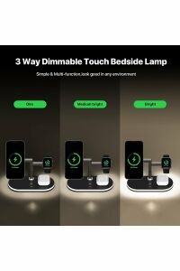 Magsafe Hızlı Şarj İstasyonu 5 in 1 Kablosuz + 1 USB Iphone  Airpods Watch Uyumlu 15W + Gece Lambalı