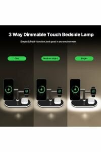 Magsafe Hızlı Şarj İstasyonu 5 in 1 Kablosuz + 1 USB Iphone  Airpods Watch Uyumlu 15W + Gece Lambalı