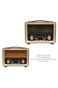 Nostaljik Radyo Yeni Nesil Donanımlı Bluetooth Wireless + Usb Portlu + Aux + Tf Kart + Led Işıklı