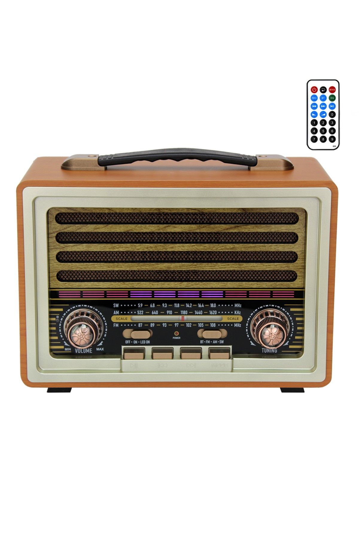 Nostaljik Radyo Yeni Nesil Donanımlı Bluetooth Wireless + Usb Portlu + Aux + Tf Kart + Kumandalı
