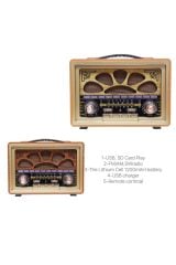 PREPARE Nostaljik Radyo Yeni Nesil Donanımlı Bluetooth Wireless + Usb Portlu + Aux + Tf Kart + Kumandalı(Kopya)(Kopya)