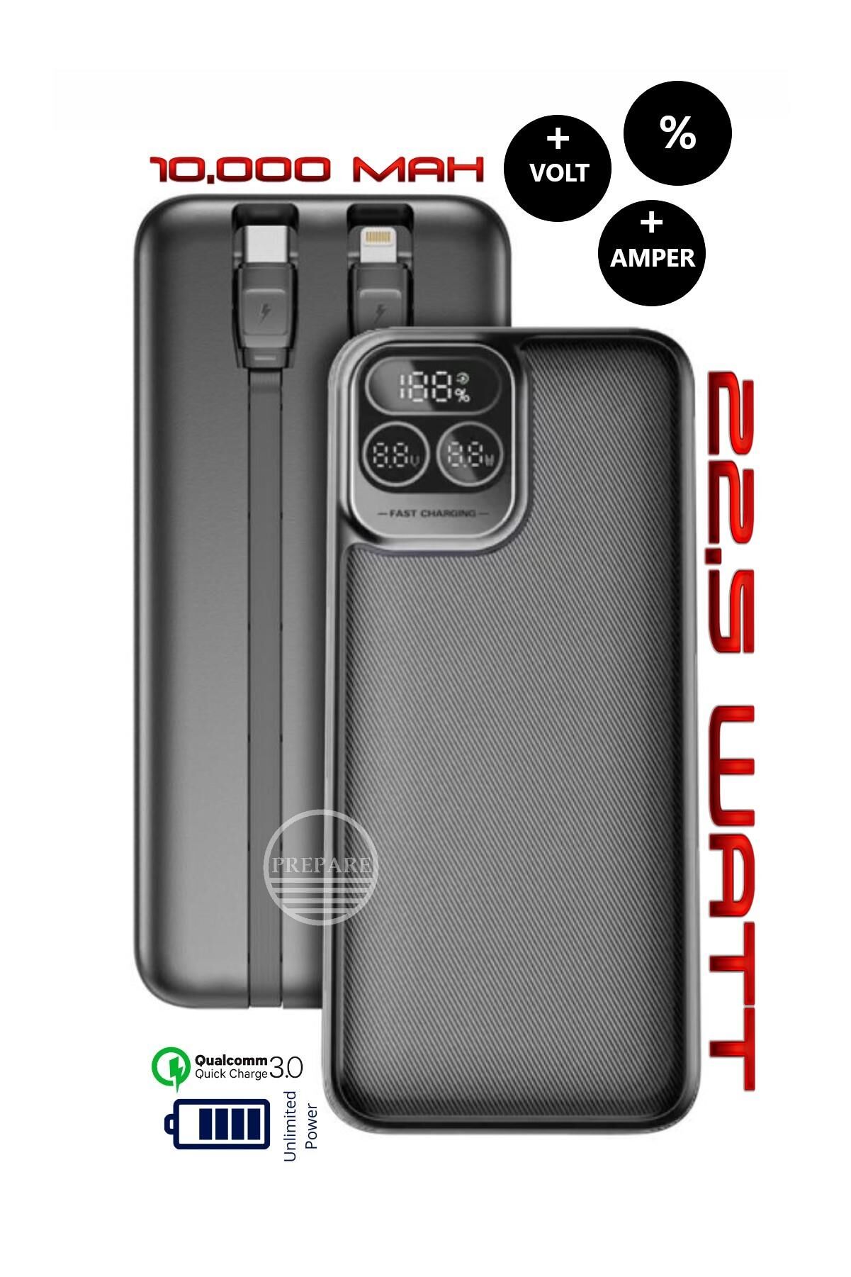 10,000 mAh Volt Amper Göstergeli Yeni Nesil 22,5w PD Qualcoom Fast Hızlı Şarj Özellikli Powerbank