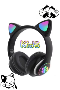 Bluetooth Kedi Kulaklık Aux Girişli Hafıza Kartlı Kulak Üstü Bluetooth Pisi Pisi Miyav Kedi Kulaklık Pembe