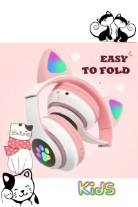 Bluetooth Kedi Kulaklık Aux Girişli Hafıza Kartlı Kulak Üstü Bluetooth Pisi Pisi Miyav Kedi Kulaklık