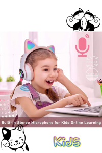 Bluetooth Kedi Kulaklık Aux Girişli Hafıza Kartlı Kulak Üstü Bluetooth Pisi Pisi Miyav Kedi Kulaklık Pembe