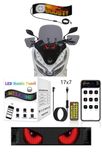 Motosiklet Uyumlu Led Matrx Panel 17x7 cm RG-B Ekran Kumandalı App Kontrollü