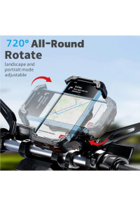 Motosiklet 360 Derece Profesyonel Telefon Tutucu Gidon Uyumlu Titreşim Önleyici Yaylı ve Sıkmalı