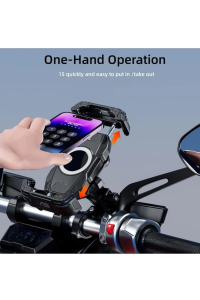 Motosiklet 360 Derece Profesyonel Telefon Tutucu Gidon Uyumlu Titreşim Önleyici Yaylı ve Sıkmalı