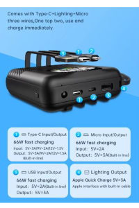 Powerbank 10.000 Mah 100 W Akıllı saat Özelliklerine Sahip Ekranlı ve Speaker Müzik Çalma Özelliği
