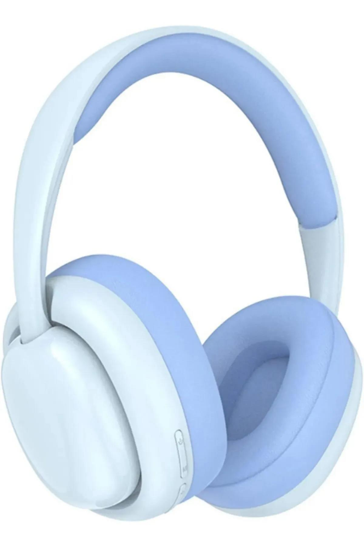 Kulak Üstü Extra Bass A+ Bluetooth 5.1 Kulaklık Tf Kart Aux 3.5mm Ayarlanabilir Boyut Hafif Yumuşak Mavi