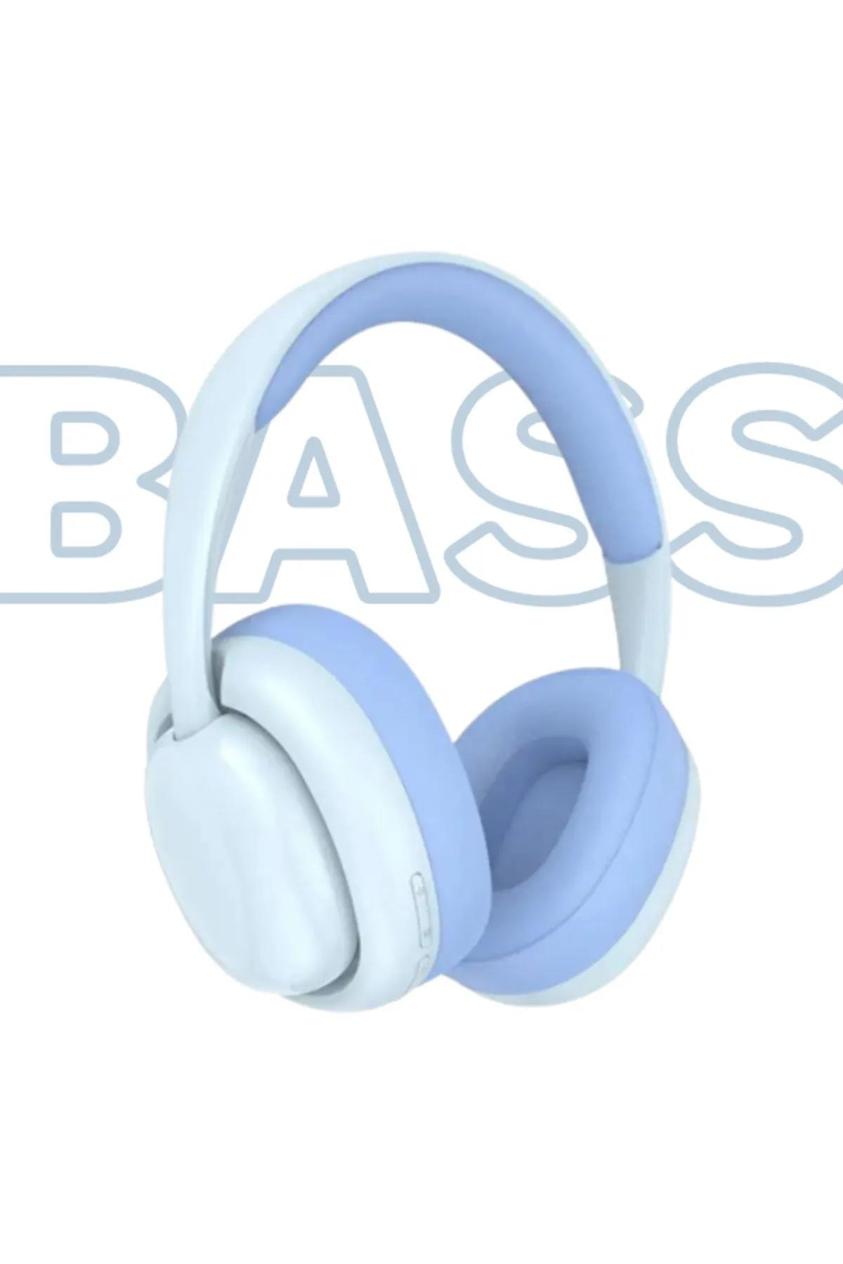 Kulak Üstü Extra Bass A+ Bluetooth 5.1 Kulaklık Tf Kart Aux 3.5mm Ayarlanabilir Boyut Hafif Yumuşak Mavi