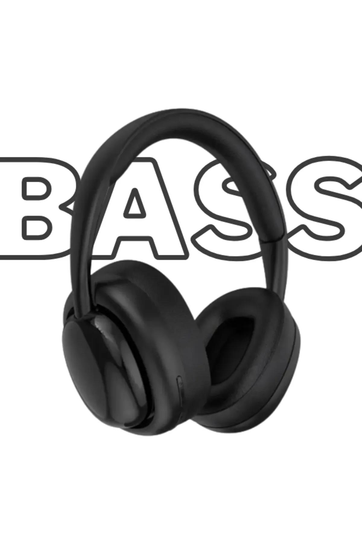 Kulak Üstü Extra Bass A+ Bluetooth 5.1 Kulaklık Tf Kart Aux 3.5mm Ayarlanabilir Boyut Hafif Yumuşak Siyah