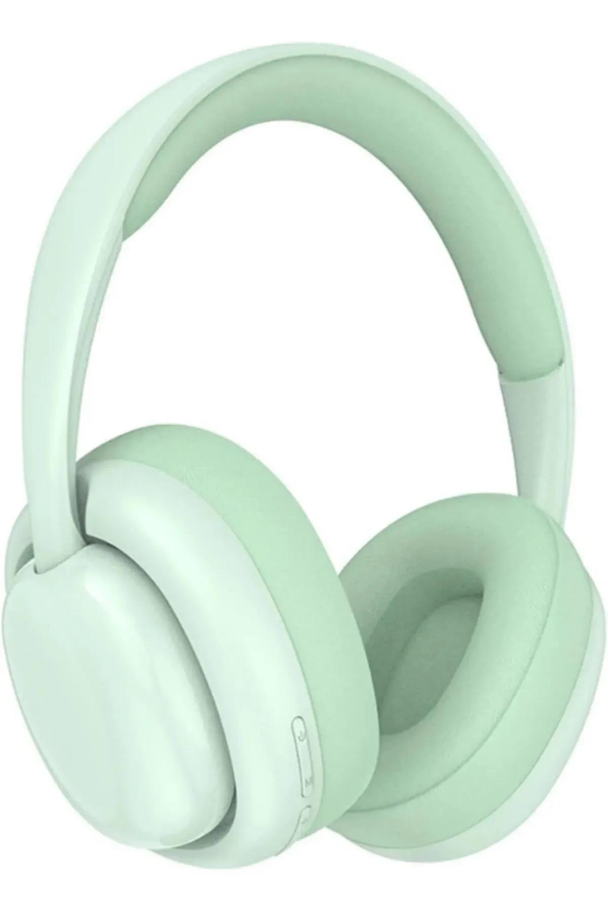 Kulak Üstü Extra Bass A+ Bluetooth 5.1 Kulaklık Tf Kart Aux 3.5mm Ayarlanabilir Boyut Hafif Yumuşak Yeşil