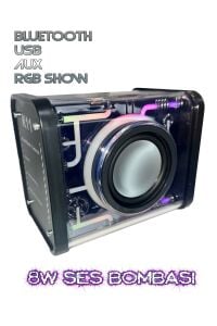 Ses Bombası 8 Watt Yüksek Ses RGB Işık Show Bluetooth Aux Usb Takılabilir Hoparlör Orta Müzik Çalar