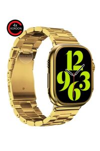 Watch 9 Ultra Gold Akıllı Saat 49mm 4 Kordonlu Çelik Silikon Bez ve Deri Ios Android Uyumlu