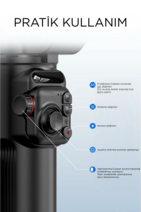 3 Eksenli Akıllı Telefon Gimbal Tripodlu El Stabilizatörü, 2600 mAh iPhone ve Android ile Uyumlu M02