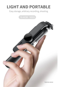 Işıklı Selfie Stick 360 Derece Bluetooth Kumandalı Selfie Çubuğu Fill Light Tripod Q02S