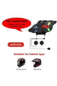 Kask Kulaklık Moto Kurye Bluetooth Motosiklet Mikrofonlu Kulaklık Rgb LED Işıklı 5.3