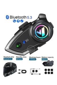 Kask Bluetooth Kulaklık Y80 Bluetooth Motosiklet Kulaklık 5.3 Motosiklet Kulaklık