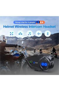 Y5X 1000 Mt Intrcom Kask Kulaklık Su Geçirmez 4 Eşleşmeli 1000 Mt Grup Sohbet 500 mt 2 Kişi Müzik Paylaşım