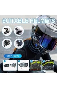 1000 Mt Intrcom Kask Kulaklık Su Geçirmez 4 Eşleşmeli 1000 Mt Grup Sohbet 500 mt 2 Kş Müzik Paylaşım