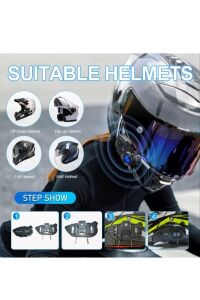 Y5X 1000 Mt Intrcom Kask Kulaklık Su Geçirmez 4 Eşleşmeli 1000 Mt Grup Sohbet 500 mt 2 Kişi Müzik Paylaşım