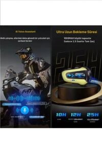 300 Mt 2 Eşleşmeli Müzik Paylaşımlı Gürültü Engelleme Özellikli Intrcom Kask Kulaklık Su Geçirmez N3